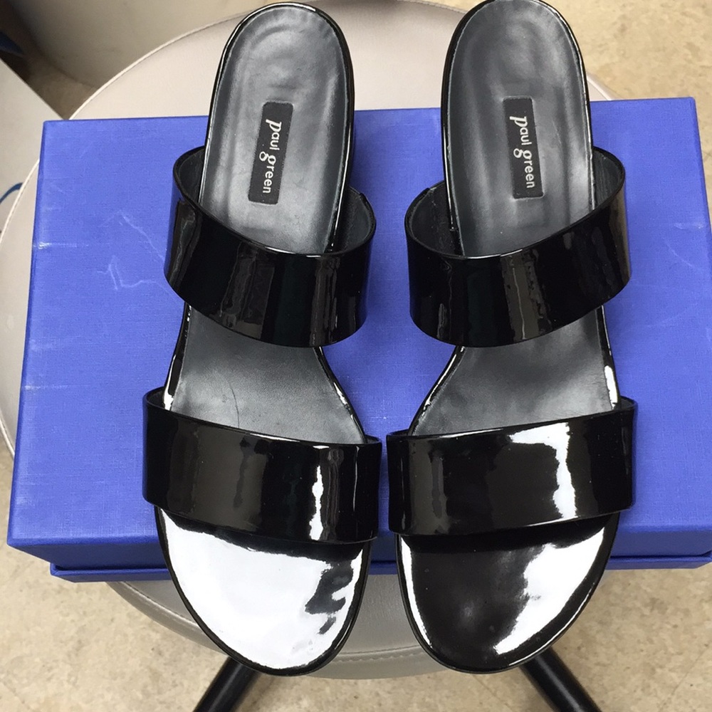 Paul Green Patent Black Sandals Never Used